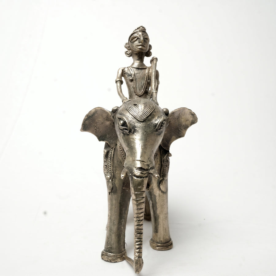 Man Sitting on an Elephant – Dhokra Metal Art