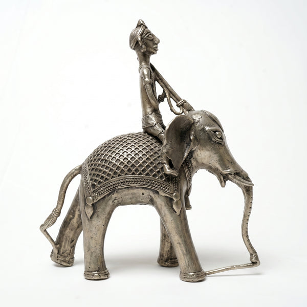 Man Sitting on an Elephant – Dhokra Metal Art