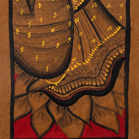 Mata Lakshmi on Lotus - Kalighat Painting - view 5, handmade Kalighat folk painting from India