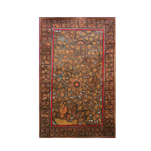 Matsya and Mayur - Kalighat Painting - view 2, handmade Kalighat folk painting from India