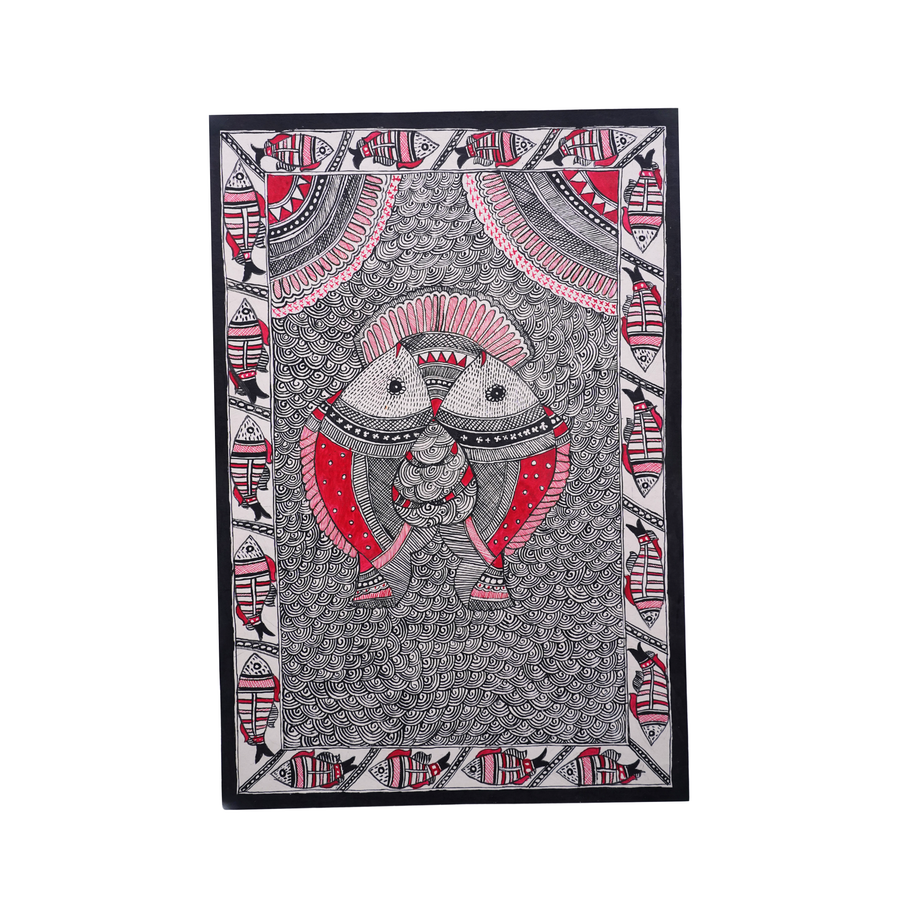 Matsya Harmony - Madhubani Painting - view 3, handmade Madhubani painting from India