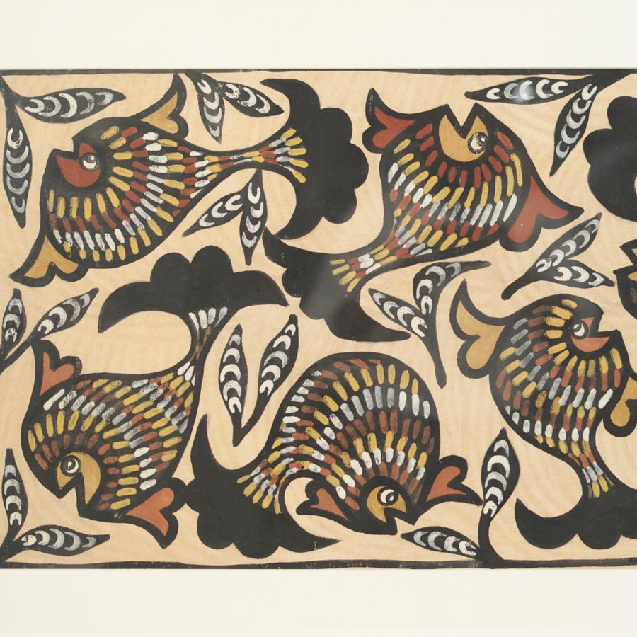 Matsya - Sohrai Painting - view 3, handmade Sohrai tribal painting from India