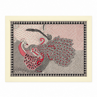 Mayur Vilas - Madhubani Painting - view 2, handmade Madhubani painting from India