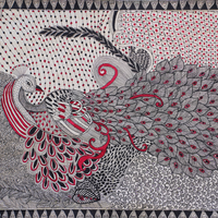Mayur Vilas - Madhubani Painting - view 4, handmade Madhubani painting from India
