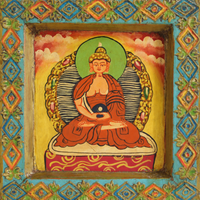 Meditative Buddha - Tibetan Hand-Painted Wall Hanging - view 3, handmade Tibetan wall hanging from India