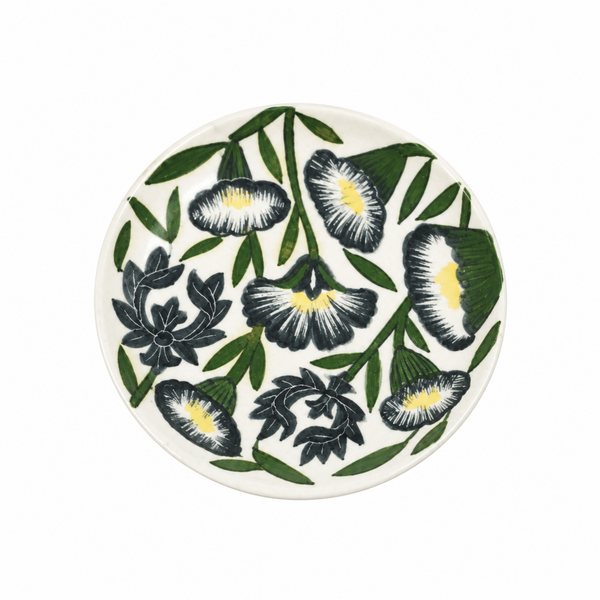 Midnight Bloom Plate - Jaipur Blue Pottery, handmade Jaipur blue pottery from India