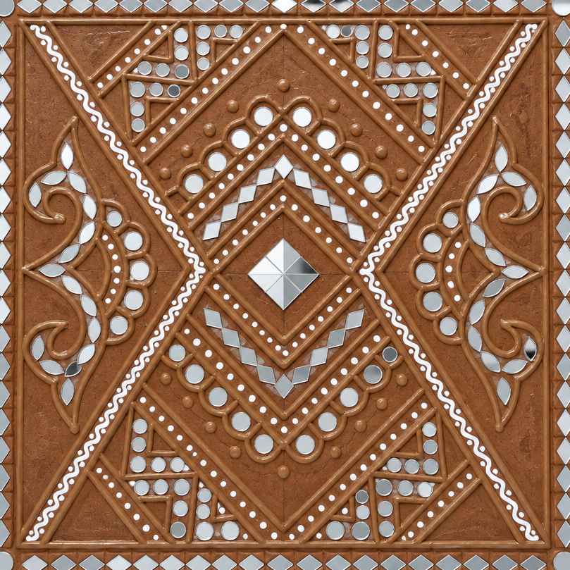 Mirror Majesty - Lippan Mirror Wall Art - view 2, handmade Lippan mirror wall art from Kutch, India