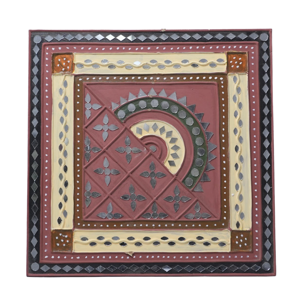 Mirror Mosaic Square - Lippan Mirror Wall Art, handmade Lippan mirror wall art from Kutch, India