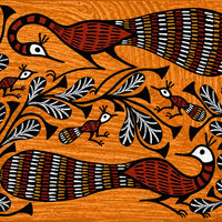 Mor vriksha - Sohrai Painting - view 2, handmade Sohrai tribal painting from India