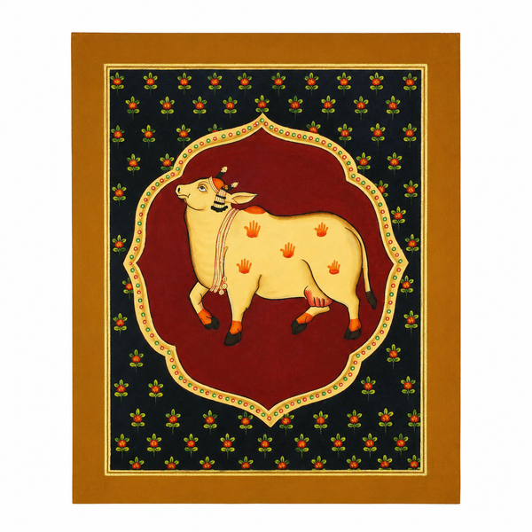 Mother Kamdhenu - Pichwai Painting, handmade pichwai painting from India