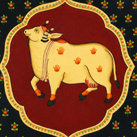 Mother Kamdhenu - Pichwai Painting - view 2, handmade pichwai painting from India