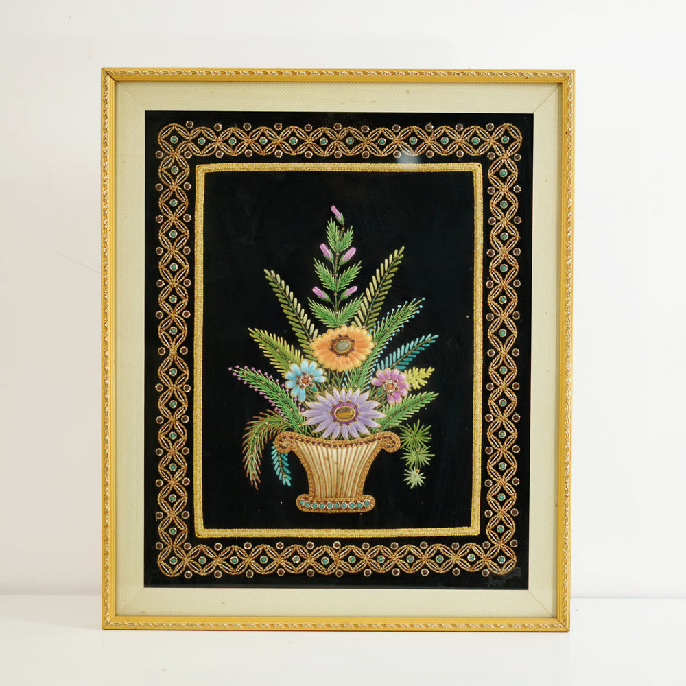 Multicolor Flower Pot - Zardozi Stone Work, handmade zardozi stone work from India
