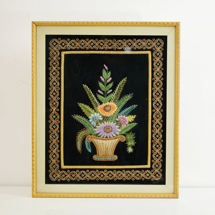 Multicolor Flower Pot - Zardozi Stone Work, handmade zardozi stone work from India