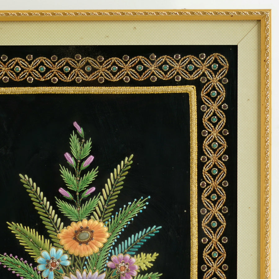 Multicolor Flower Pot - Zardozi Stone Work - view 3, handmade zardozi stone work from India