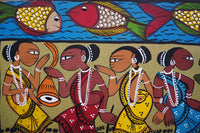 Naach Gaan - Kalighat Painting - view 4, handmade Kalighat folk painting from India