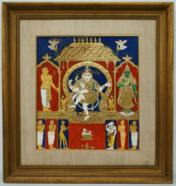 Nataraja - Tanjore Painting, handmade Tanjore painting from India