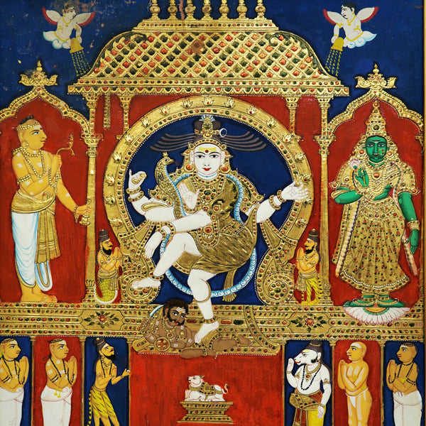 Nataraja - Tanjore Painting - view 2, handmade Tanjore painting from India