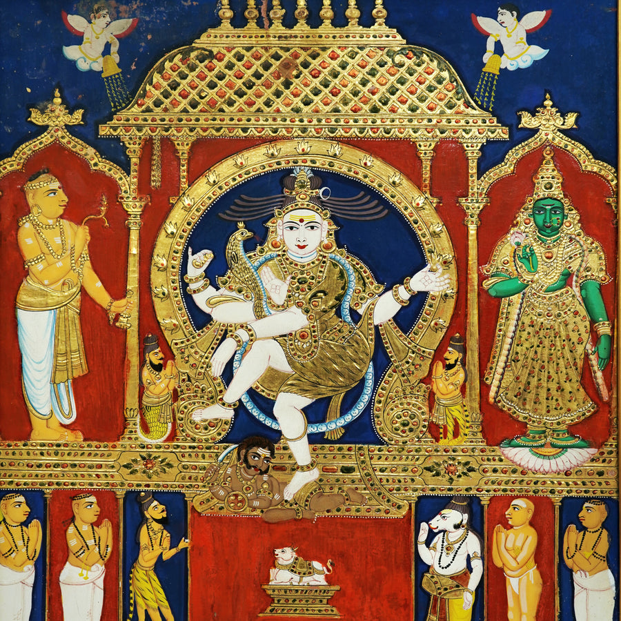 Nataraja - Tanjore Painting - view 2, handmade Tanjore painting from India