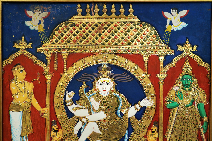 Nataraja - Tanjore Painting - view 4, handmade Tanjore painting from India