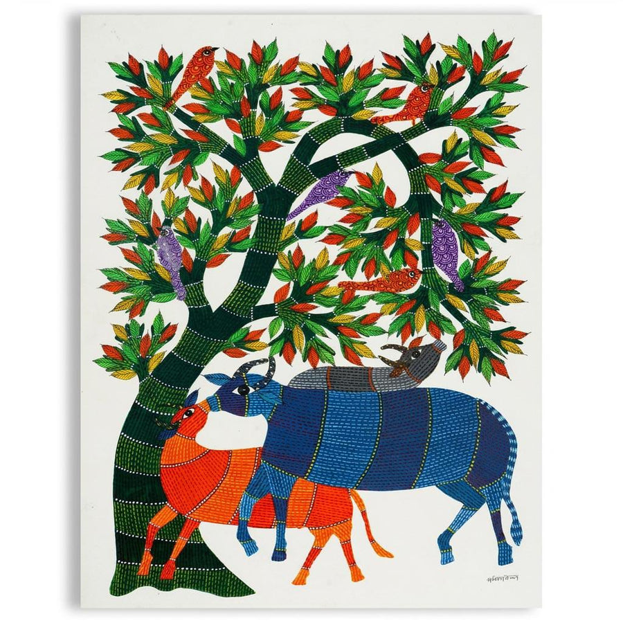 Forest, Animals and Birds – Gond Paper Painting