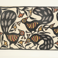 Nature's Beauty with Peacocks - Sohrai Painting with wooden frame - view 3, handmade Sohrai tribal painting from India