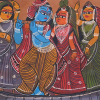 Nauka Vihar - Kalighat Painting - view 3, handmade Kalighat folk painting from India