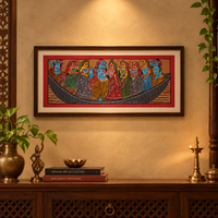 Nauka Vihar - Kalighat Painting, handmade Kalighat folk painting from India