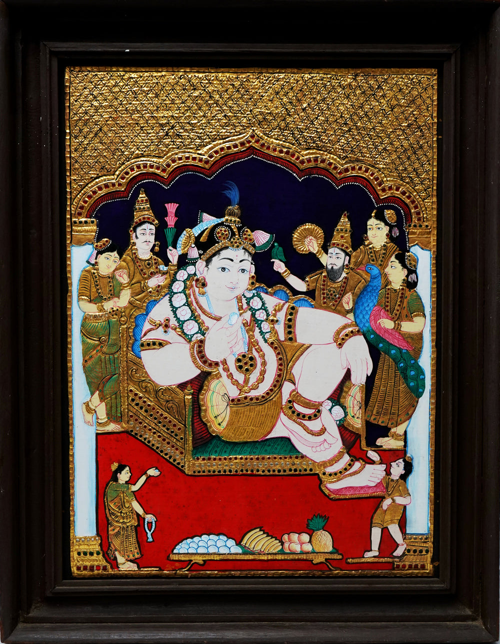 Navaneeta Krishna - Tanjore Painting, handmade Tanjore painting from India
