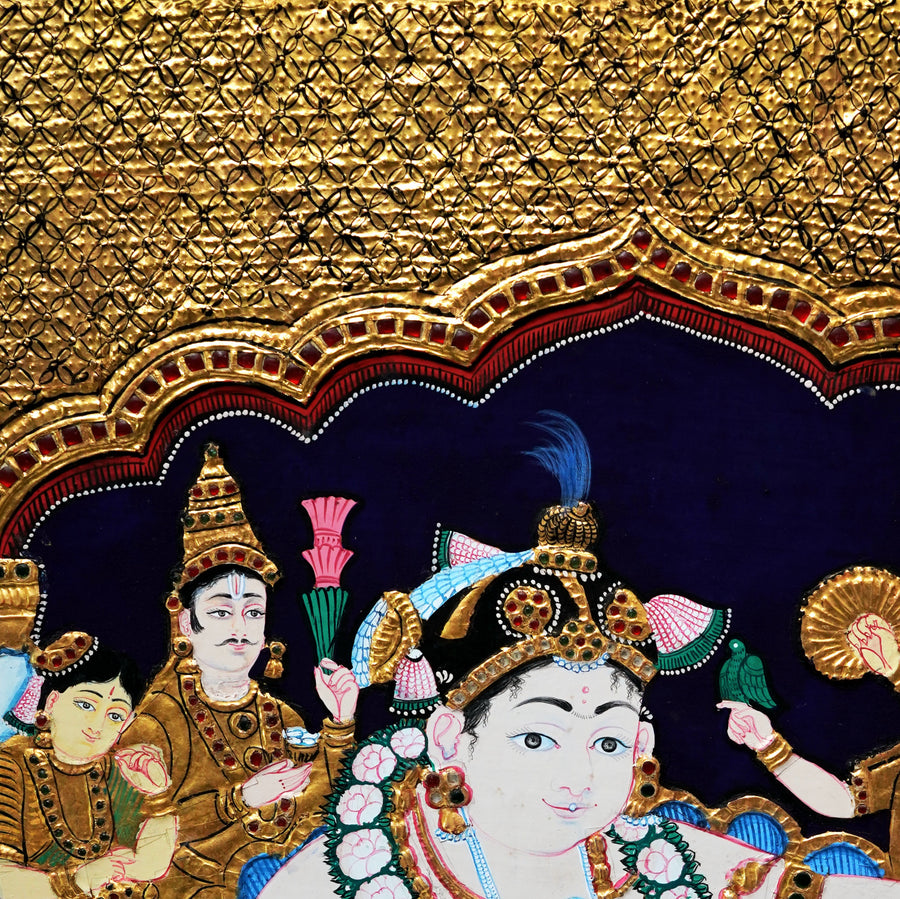 Navaneeta Krishna - Tanjore Painting - view 3, handmade Tanjore painting from India