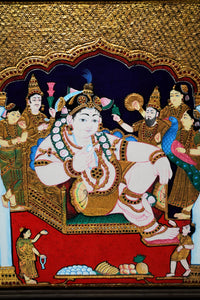 Navaneeta Krishna - Tanjore Painting - view 6, handmade Tanjore painting from India