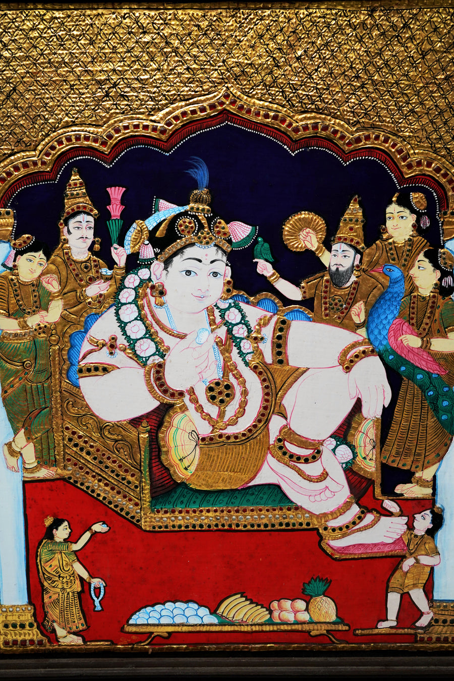 Navaneeta Krishna - Tanjore Painting - view 6, handmade Tanjore painting from India