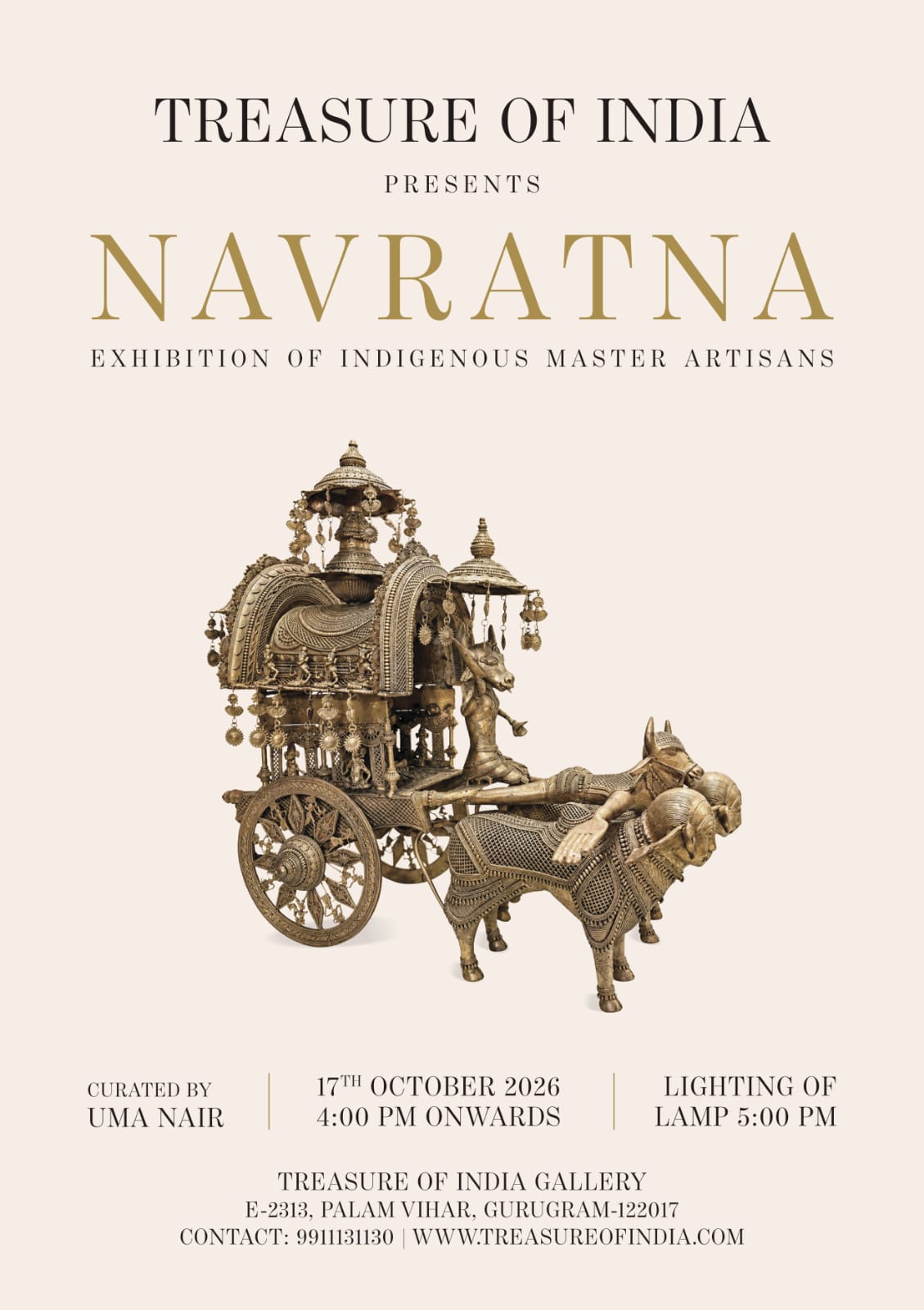 NAVRATNA exhibition of indigenous master artisans poster, curated by Uma Nair, Treasure of India Gallery, Gurugram