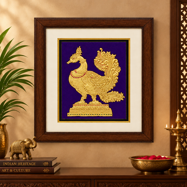 Ornate Annapakshi - Mysore Painting, handmade Mysore painting from India