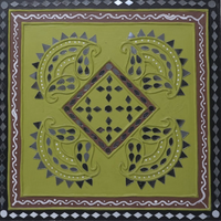 Paisley Harmony - Lippan Mirror Wall Art - view 2, handmade Lippan mirror wall art from Kutch, India