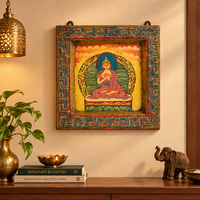 Peaceful Buddha - Tibetan Hand-Painted Wall Hanging, handmade Tibetan wall hanging from India