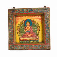 Peaceful Buddha - Tibetan Hand-Painted Wall Hanging - view 2, handmade Tibetan wall hanging from India