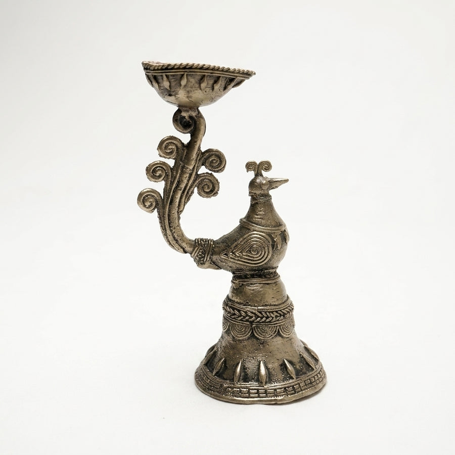 Peacock Diya Stand – Dhokra Metal Art set of 2