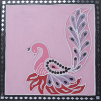 Peacock Grace - Lippan Mirror Wall Art - view 2, handmade Lippan mirror wall art from Kutch, India