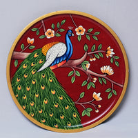 Peacock - Wooden Panel Pichwai Painting - view 2, handmade pichwai painting from India