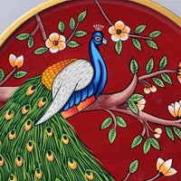 Peacock - Wooden Panel Pichwai Painting - view 3, handmade pichwai painting from India