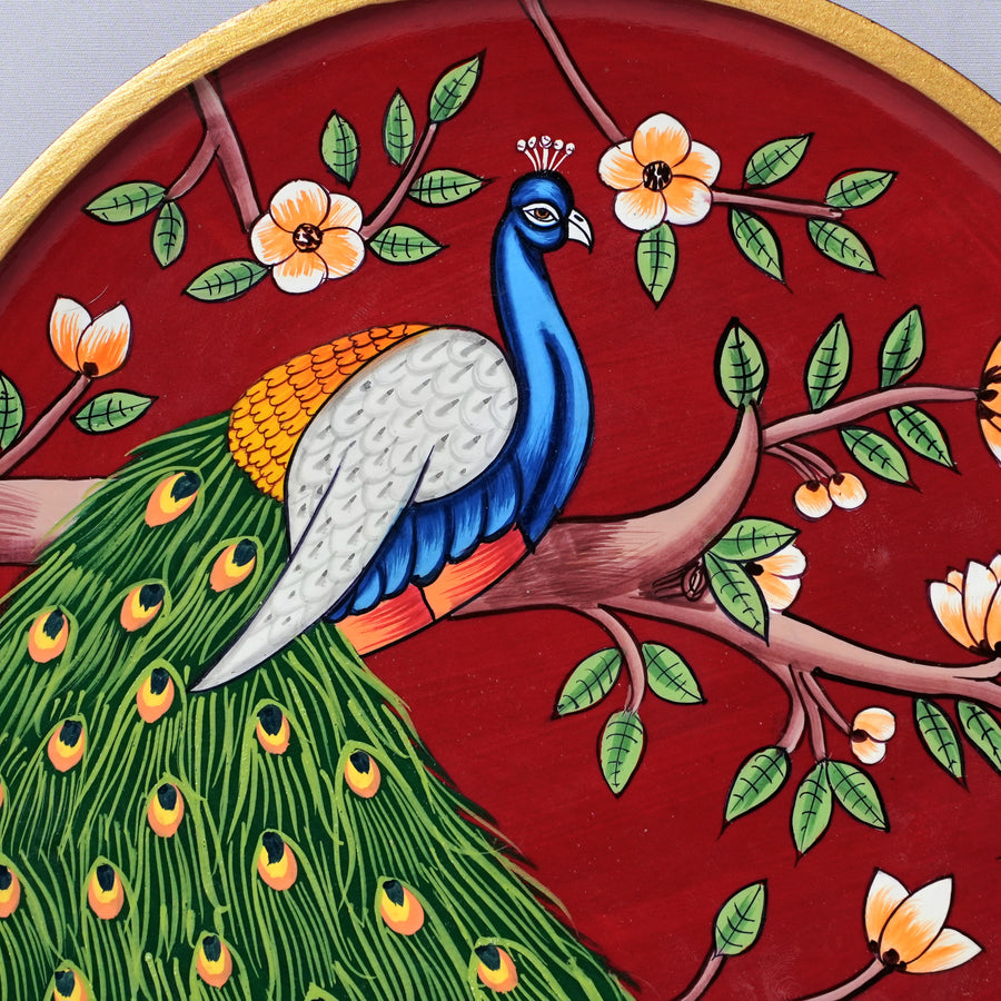 Peacock - Wooden Panel Pichwai Painting - view 3, handmade pichwai painting from India