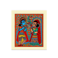 Radha Krishna Milan - Madhubani Painting - view 2, handmade Madhubani painting from India