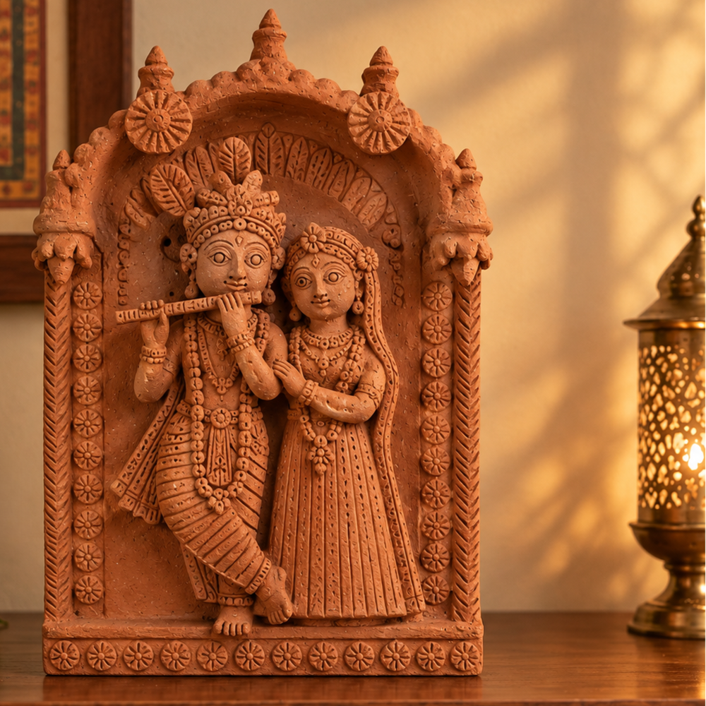 Radha Krishna - Terracotta Art, handmade terracotta art from India