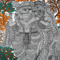 Radha Krishna & Flowering Tree – Gond Paper Painting