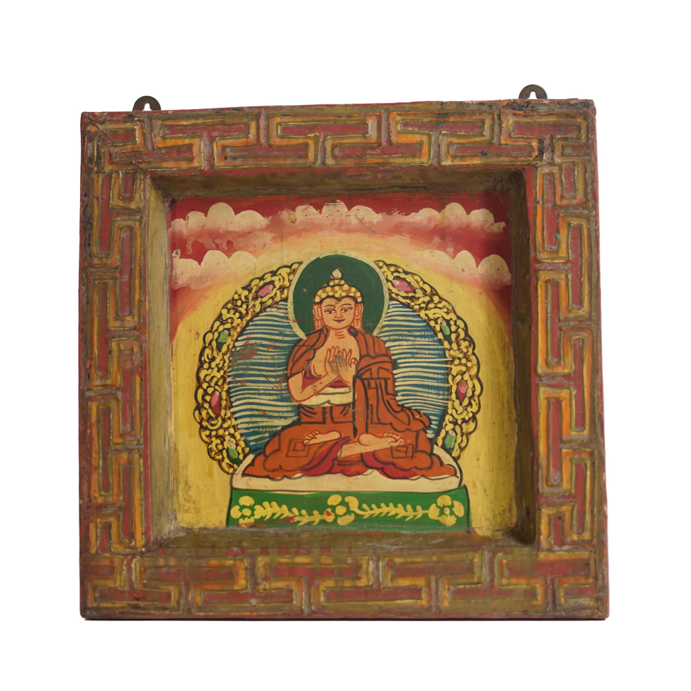 Radiant Buddha - Tibetan Hand-Painted Wall Hanging, handmade Tibetan wall hanging from India
