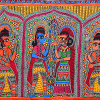 Ram Sita Vivaah - Madhubani Painting - view 4, handmade Madhubani painting from India