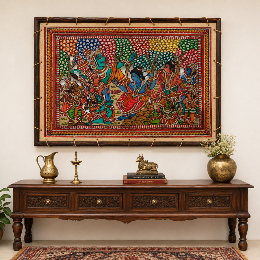 Ramayana Forest Assembly - Tholu Bommalata Leather Art, handmade Tholu Bommalata leather puppet art from India
