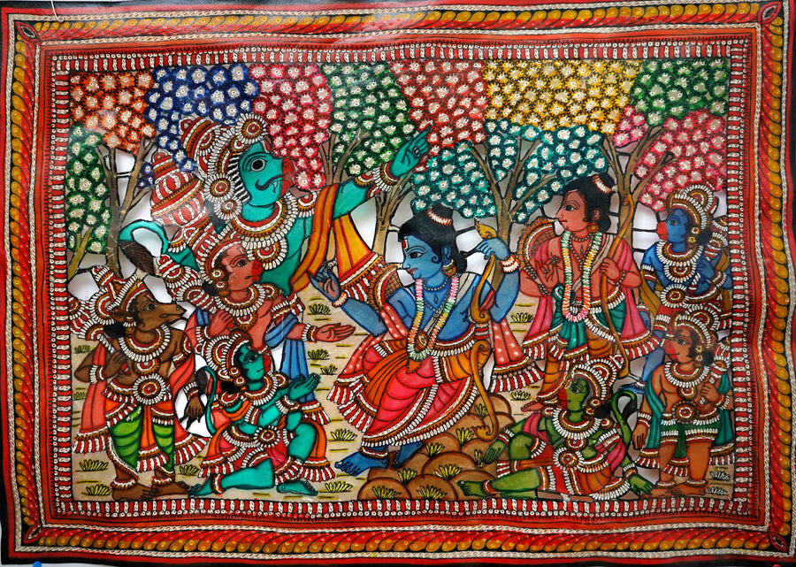 Ramayana Forest Assembly - Tholu Bommalata Leather Art - view 3, handmade Tholu Bommalata leather puppet art from India