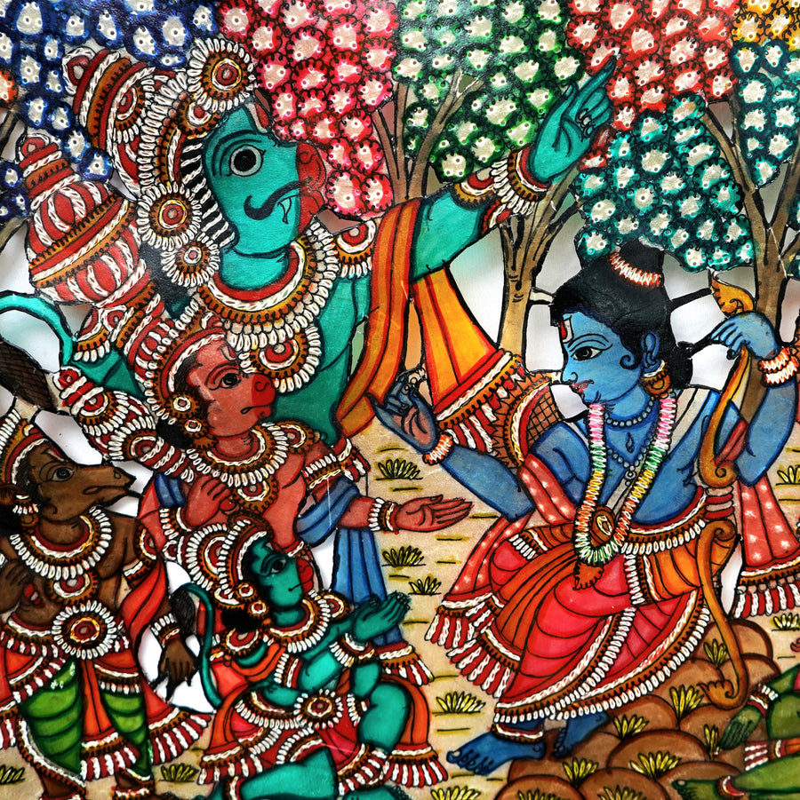 Ramayana Forest Assembly - Tholu Bommalata Leather Art - view 4, handmade Tholu Bommalata leather puppet art from India
