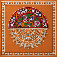 Reflections of Kutch - Lippan Mirror Wall Art - view 2, handmade Lippan mirror wall art from Kutch, India
